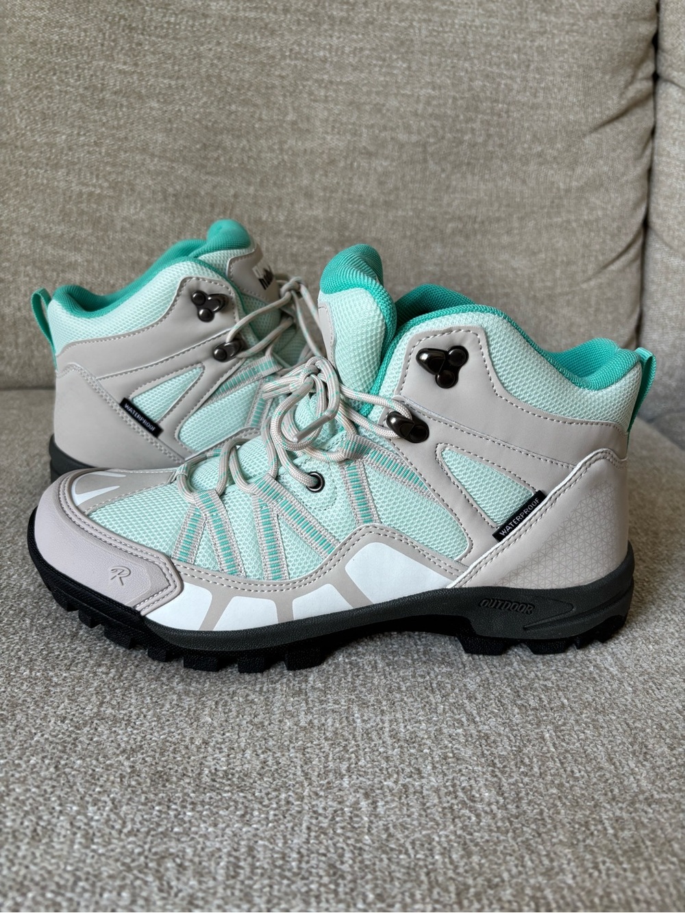 RCORD Womens Hiking Boots Waterproof Hiking Boots Womens Non-Slip 10 Lightgrey